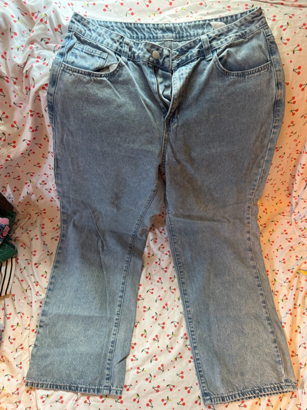 SHEIN Light Blue Flare Wide Leg Jeans